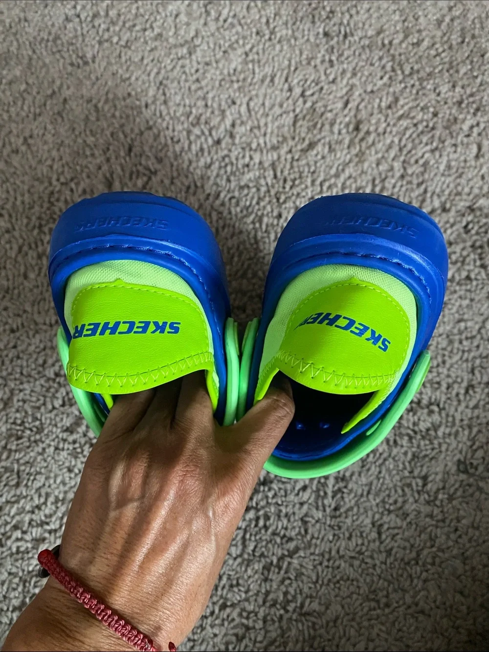 Skechers Blue Clog-Style Water Shoes with Neon Green Trim